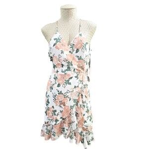 Lovers +‎ Friends Gigi Wrap Dress Pink Floral Cocktail Feminine Medium NEW NWT